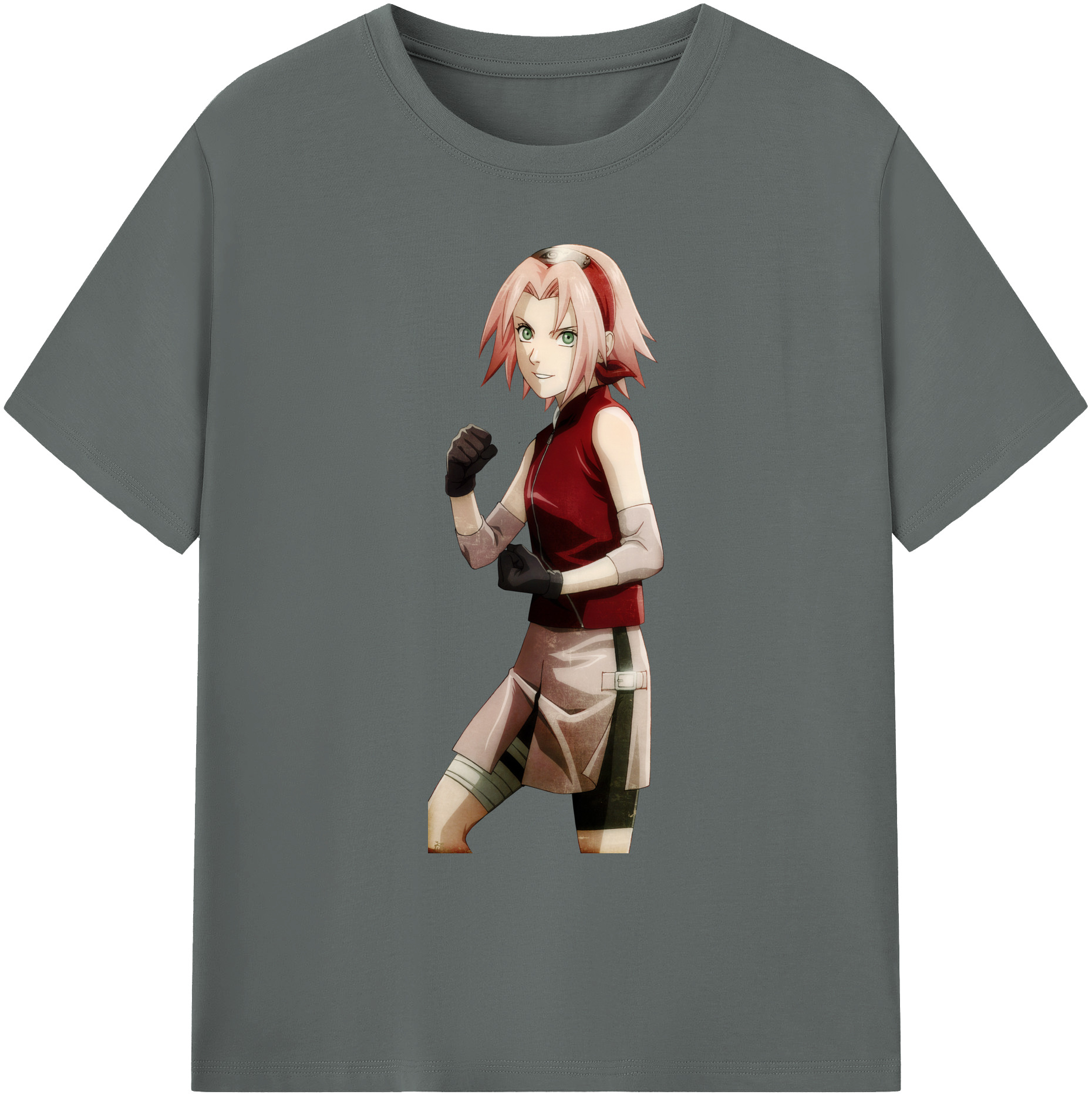 （画像用） NARUTO -ナルト- 春野サクラ Haruno Sakura 綿100％ メンズ半袖Tシャツ｜肌触りやわらか＆通気性